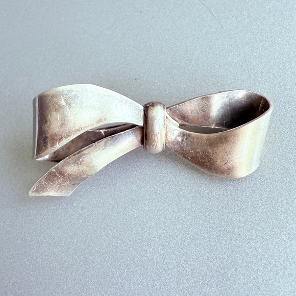 Art Deco 1940s Walter Lampl Bow Knot Sterling 925 Silver Vintage Pin Brooch - Picture 1 of 6